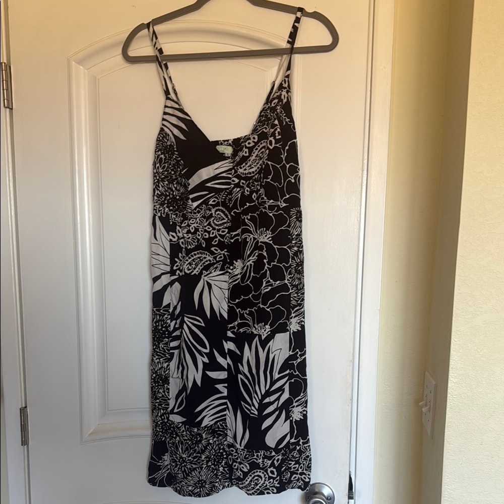 Floral Black and White Dress